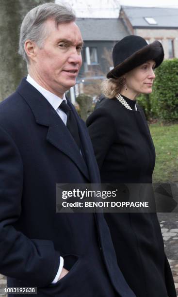 Family members follow the hearse at the funeral service for Count Philippe de Lannoy, at Frasnes-Lez-Anvaing, Wednesday 16 January 2019. The Count...