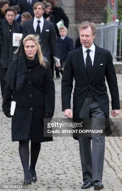 Grand Duke Henri and Prince Louis of Luxembourg pictured after the funeral service for Count Philippe de Lannoy, at Frasnes-Lez-Anvaing, Wednesday 16...