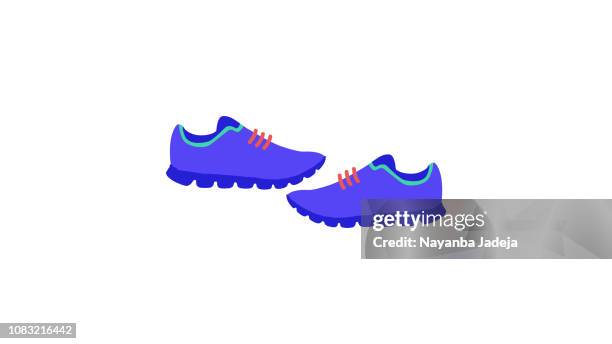 gym shoes flat design school supplies icon - school gymnasium stock illustrations