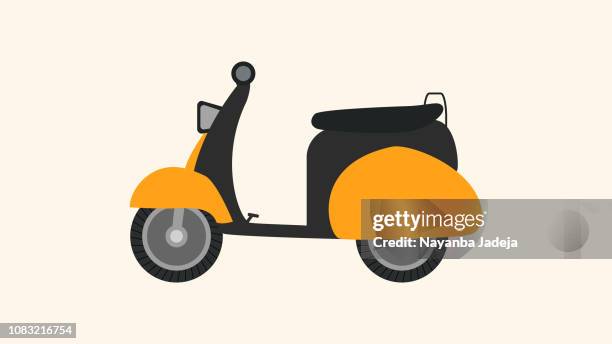 retro scooter - motorcycle engine stock illustrations
