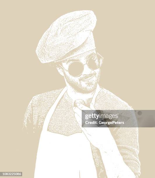 hipster chef with cool attitude - man baking stock illustrations