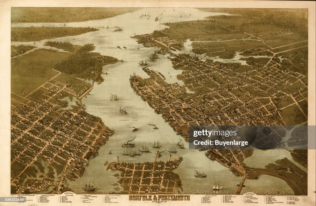 Bird's Eye View Of Norfolk And Portsmouth