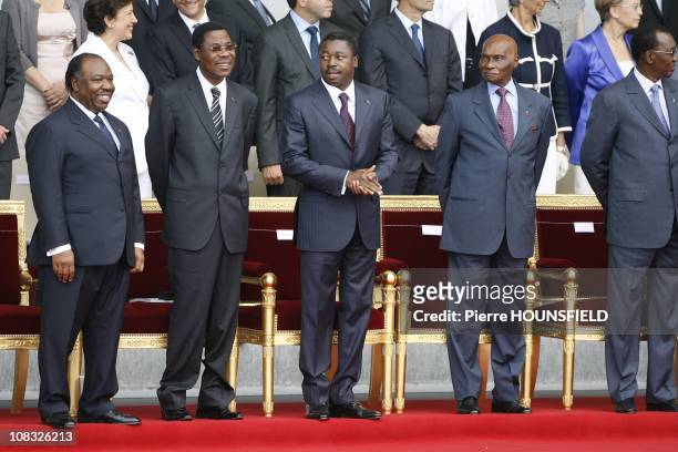 Ali Bongo Ondimba, Boni Yayi, Faure Gnassingbe, Abdoulaye Wade, Idriss Deby Itno in Paris, France on July 14th, 2010.