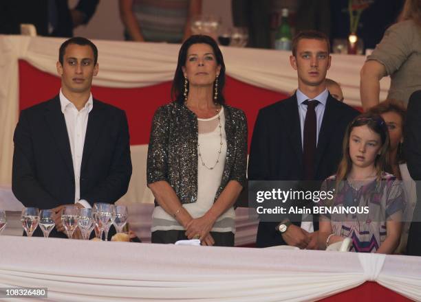 Princess Caroline of Hanover, Charlotte Casiraghi , Alex Dellal , Pierre Casiraghi and his girlfriend and Alexandra, Prince Albert of Monaco in Monte...