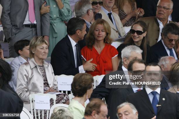 Marisa Bruni Tedeschi, Francois Sarkozy and his wife, Consuelo Remmert in Paris, France on July 14th, 2010.