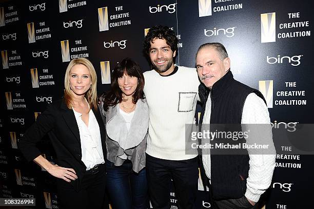 Actress Cheryl Hines, Robin Bronk of Creative Coalition, actor and producer Adrien Grenier and teacher Henry Shifman attend The Creative Coalitions...