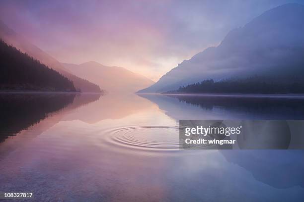 lake plansee, tirol, österreich - nebel stock-fotos und bilder