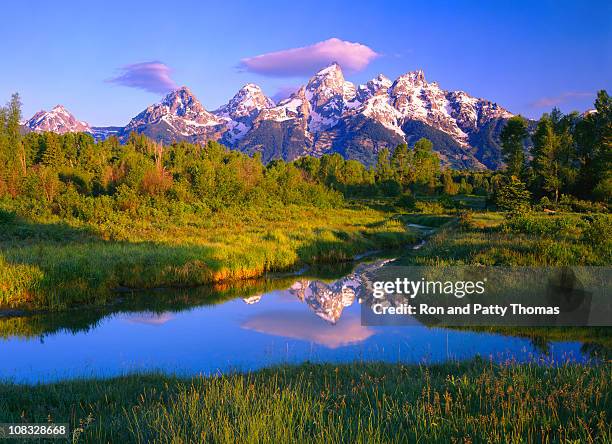 dawn auf der grand teton national park - grand teton stock-fotos und bilder