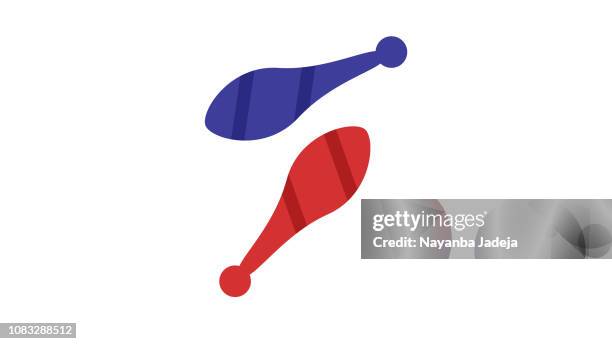 juggling flat design carnival icon - juggling pins stock illustrations