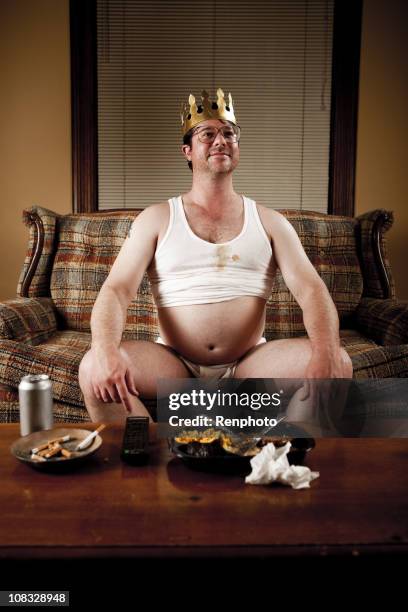 white trash series: king of his castle - grotesque stock pictures, royalty-free photos & images