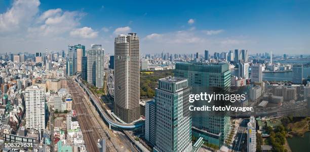 tokyo ginza shiodome downtown skyscraper cityscape panorama japan - kachidoki tokyo stock pictures, royalty-free photos & images