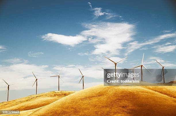 clean energy from a windfarm in california  - wind turbine california stock pictures, royalty-free photos & images