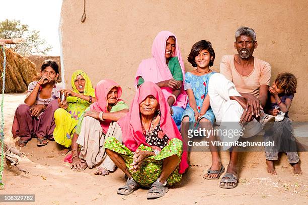 rajasthan traditional rural indian people family in a village - village stock pictures, royalty-free photos & images