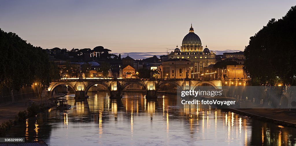 Rome golden sunset St Peter's Basilica Vatican City Tiber Italy
