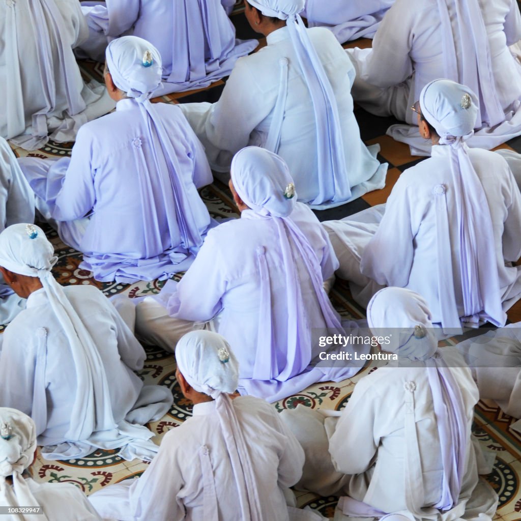 Caodai Worshippers Near Ho Chi Minh City