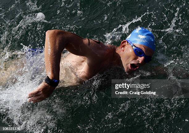 Opposition leader Tony Abbott during the Body Science Great Australian Swim Series at the Sydney Harbour on January 26, 2011 in Sydney, Australia....