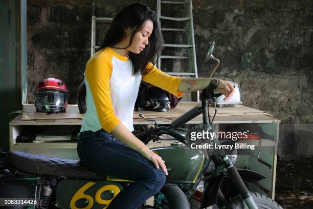 woman on her motorcycle