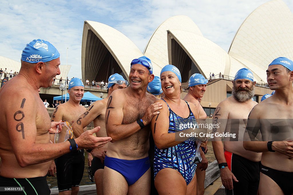 Tony Abbott Swims The Sydney Harbour On Australia Day