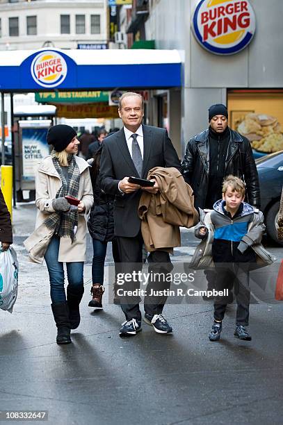 Kelsey Grammer, with his son Jude Gordon and Kate Walsh walk to the set of his latest film "I Don't Know How She Does It," on January 25, 2011 in New...