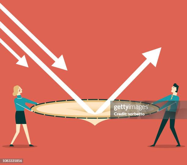 economic bounce back with business person - rezession stock illustrations