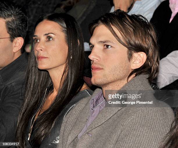 Actors Demi Moore and Ashton Kutcher attend "Margin Call" Premiere at the Eccles Center Theatre during the 2011 Sundance Film Festival on January 25,...