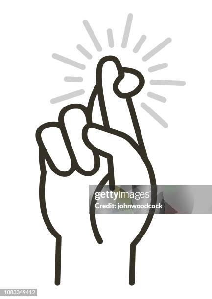 stockillustraties, clipart, cartoons en iconen met eenvoudige gekruiste vingers illustratie - mazzel