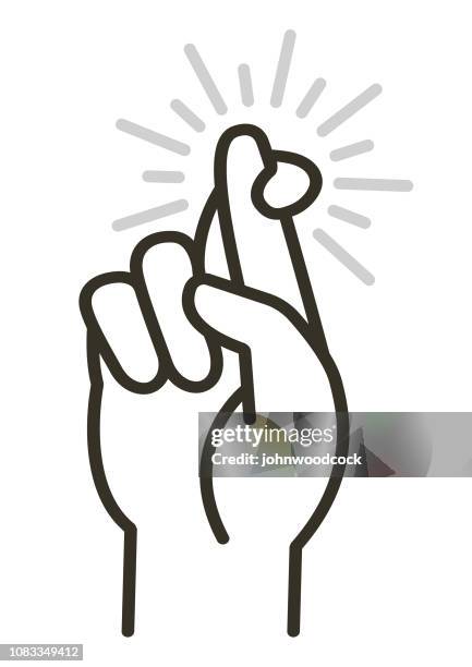 simple crossed fingers illustration - lucky stock illustrations