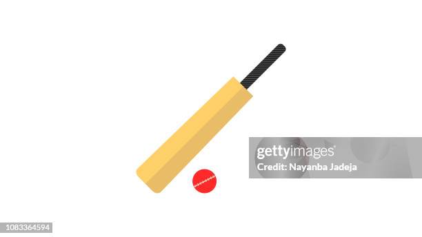 cricket-flache design-indien-ikone - cricket schläger stock-grafiken, -clipart, -cartoons und -symbole