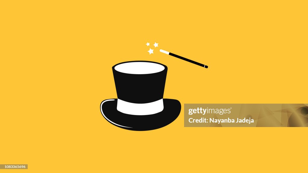 Magician Magic Wand and Hat