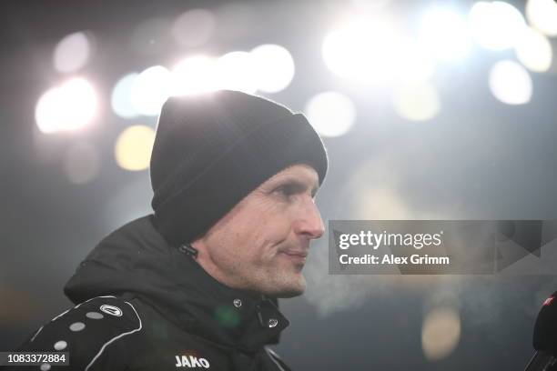 Heiko Herrlich, head coach of Leverkusen looks on before the Bundesliga match between Eintracht Frankfurt and Bayer 04 Leverkusen at...