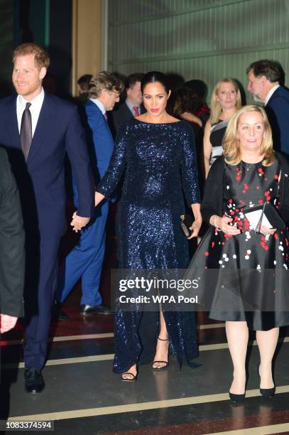 Prince Harry, Duke of Sussex and Meghan, Duchess of Sussex attend the Cirque du Soleil Premiere Of "TOTEM" at Royal Albert Hall on January 16, 2019...