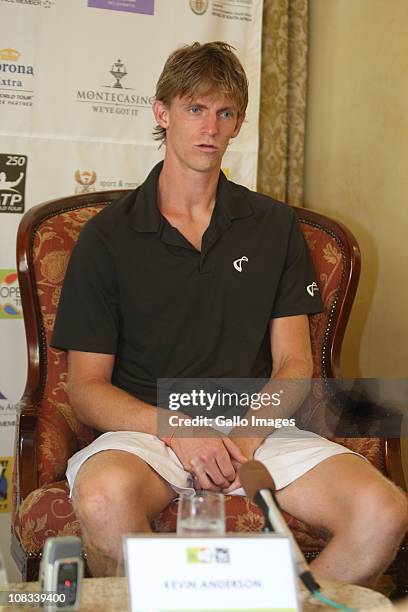 South Africa's top tennis player Kevin Anderson speaks to the media ahead of next week's SA Open held at Montecasino on 25 January 2011 in...