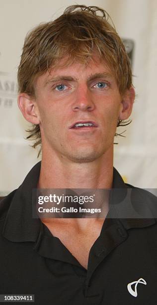 South Africa's top tennis player Kevin Anderson speaks to the media ahead of next week's SA Open held at Montecasino on 25 January 2011 in...