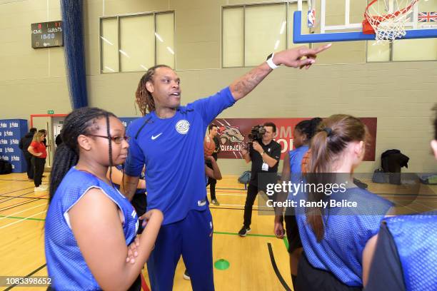 Former NBA player Latrell Sprewell participates at a Jr. NBA Clinic as part of the 2019 NBA London Global Game at Citysport on January 16, 2019 in...