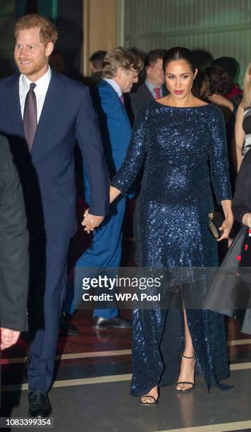 Prince Harry, Duke of Sussex and Meghan, Duchess of Sussex attend the Cirque du Soleil Premiere Of "TOTEM" at Royal Albert Hall on January 16, 2019...