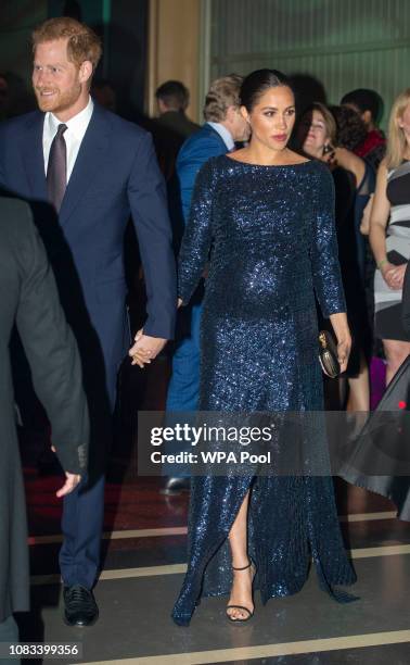 Prince Harry, Duke of Sussex and Meghan, Duchess of Sussex attend the Cirque du Soleil Premiere Of "TOTEM" at Royal Albert Hall on January 16, 2019...