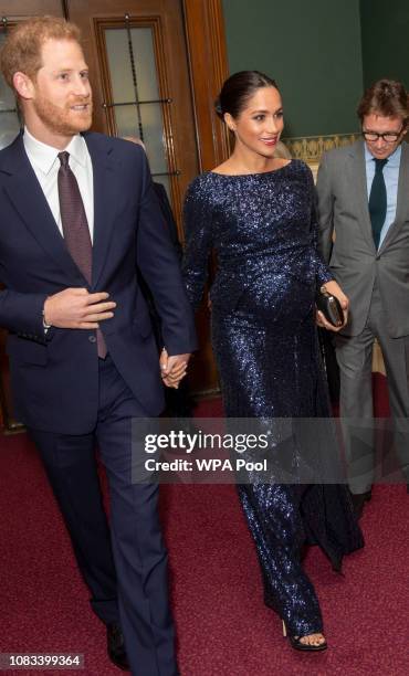 Prince Harry, Duke of Sussex and Meghan, Duchess of Sussex attend the Cirque du Soleil Premiere Of "TOTEM" at Royal Albert Hall on January 16, 2019...