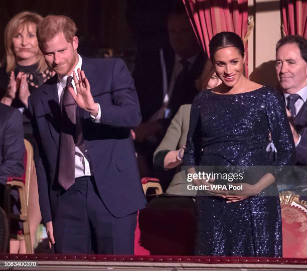 Prince Harry, Duke of Sussex and Meghan, Duchess of Sussex attend the Cirque du Soleil Premiere Of "TOTEM" at Royal Albert Hall on January 16, 2019...