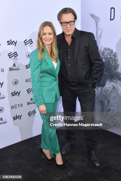 Actress Julia Jentsch and Nicholas Ofczarek during the premiere for the film 'Der Pass' at Gloria Palast on January 16, 2019 in Munich, Germany.