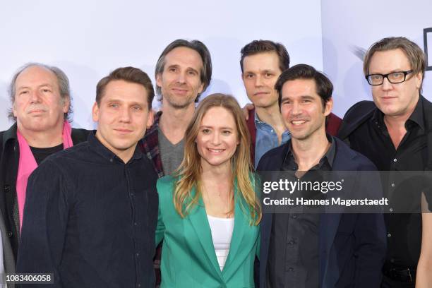 Hans Zimmer, Hanno Koffler, Cyrill Boss, Julia Jentsch, Franz Hartwig, Philipp Stennert and Nicholas Ofczarek during the premiere for the film 'Der...