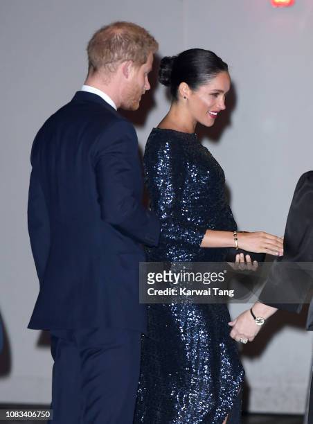 Prince Harry, Duke of Sussex and Meghan, Duchess of Sussex attend the Cirque du Soleil Premiere Of "TOTEM" at Royal Albert Hall on January 16, 2019...