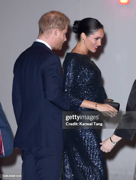 Prince Harry, Duke of Sussex and Meghan, Duchess of Sussex attend the Cirque du Soleil Premiere Of "TOTEM" at Royal Albert Hall on January 16, 2019...