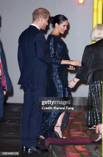 Prince Harry, Duke of Sussex and Meghan, Duchess of Sussex attend the Cirque du Soleil Premiere Of "TOTEM" at Royal Albert Hall on January 16, 2019...