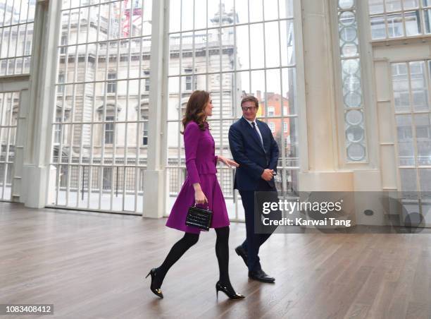 Catherine, Duchess of Cambridge visits the Royal Opera House to learn more about their use of textiles, commissioning of fabrics and supply chain on...