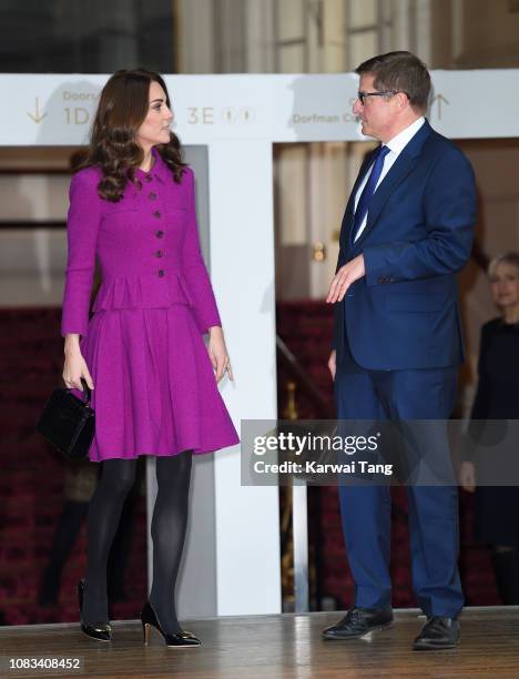 Catherine, Duchess of Cambridge visits the Royal Opera House to learn more about their use of textiles, commissioning of fabrics and supply chain on...