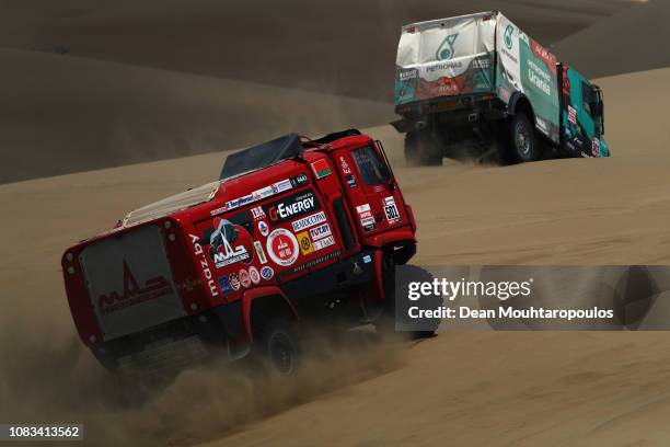 Maz-Sportauto no. 501 MAZ 5309RR T4 2 truck driven by Siarhei Viazovich of Belarus and Pavel Haranin of Belarus and Andrei Zhyhulin of Belarus and...