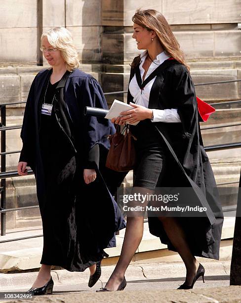 Kate Middleton attends her graduation ceremony at the University of St. Andrews, where she obtained a 2:1 degree in the History of Art on June 23,...