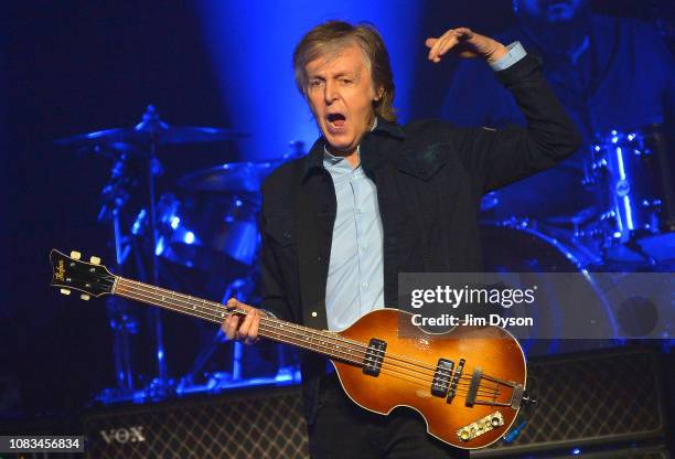 Sir Paul McCartney performs live on stage at the O2 Arena during his 'Freshen Up' tour, on December 16, 2018 in London, England.