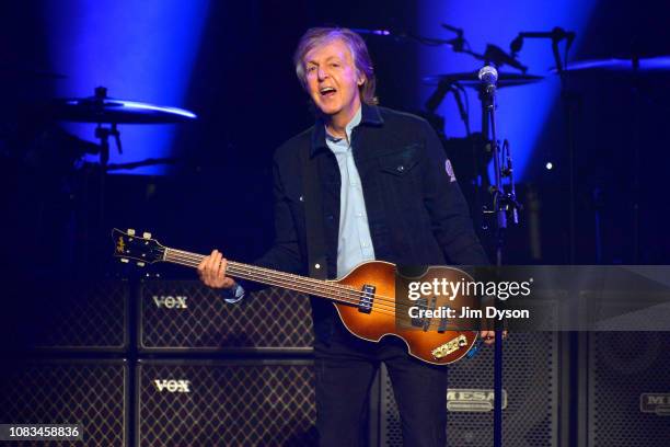 Sir Paul McCartney performs live on stage at the O2 Arena during his 'Freshen Up' tour, on December 16, 2018 in London, England.