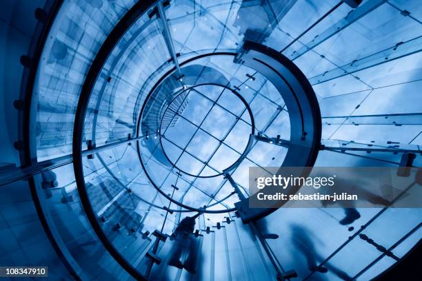 modern glass staircase at manhattan - ethereal building stock pictures, royalty-free photos & images